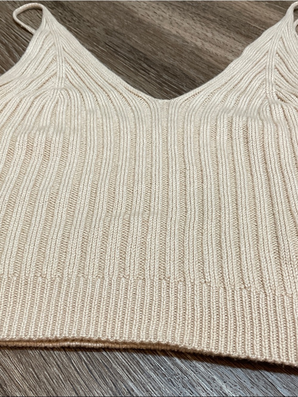 SHEIN Ribbed V-Neck Knit Cami - Beige - Picture 2 of 4